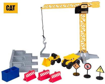 Play & Learn Construction Site Vehicles Toy With Caterpillar Crane Mini Machines Play Set - Birthday Gift for 3 4 5 Year Old Toddlers
