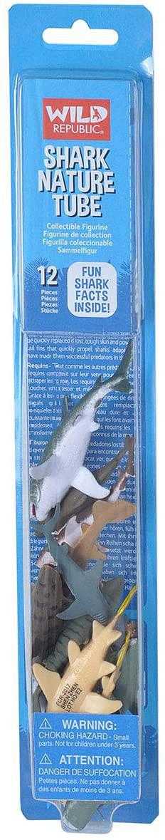 Wild Republic Shark Toys, Nature Figurines Tube, Aquatic Animal, Shark Educational Toys, 12- Pieces Animal 12- Pieces