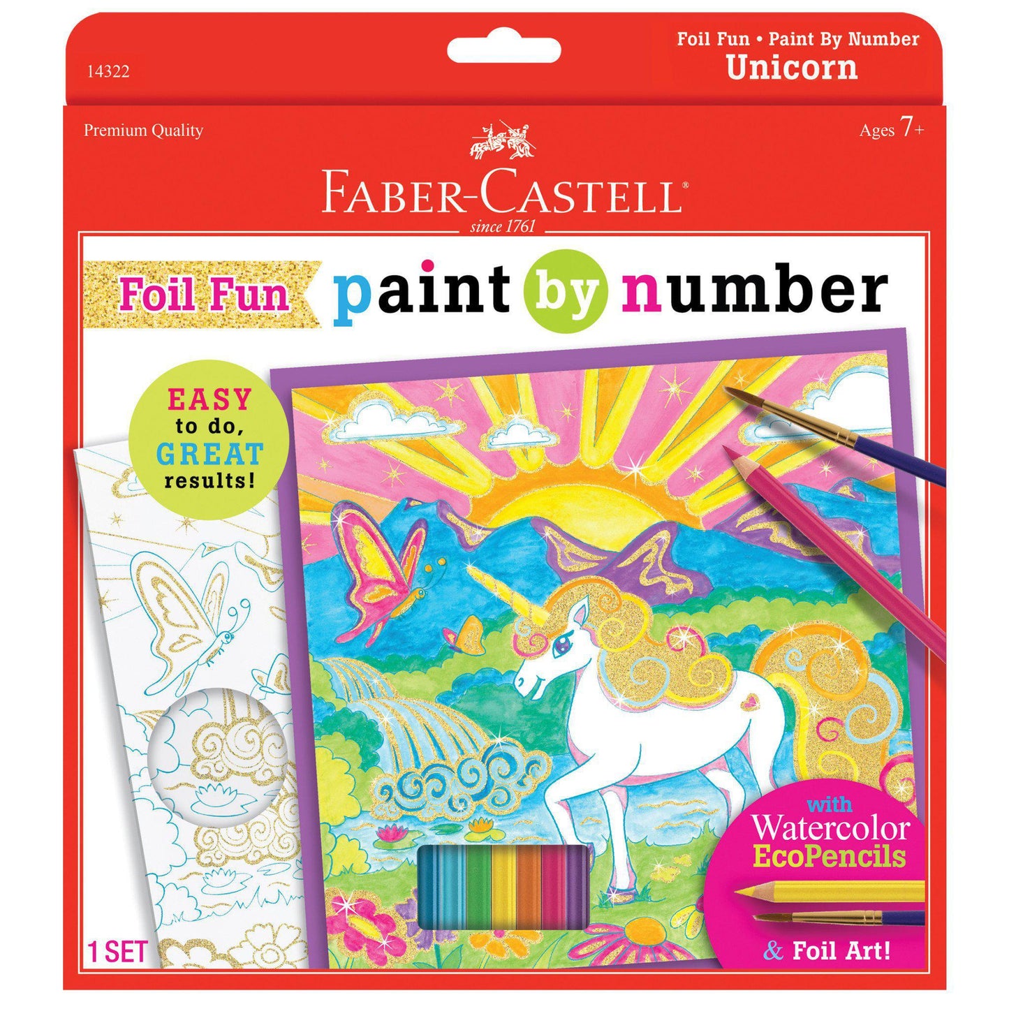 Faber-Castell Paint by Number Foil Fun - Unicorns - Color and Display 1 Unicorn Paint by Number Board