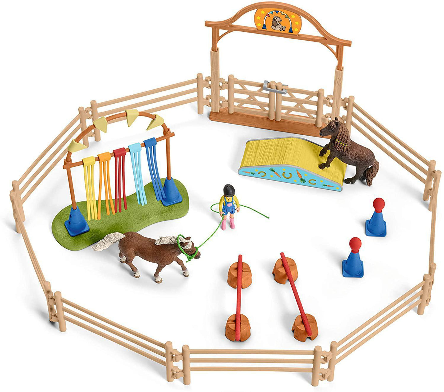 Schleich Farm World Pony Agility Training 41-piece Horse Playset Toy for Kids Ages 3-8