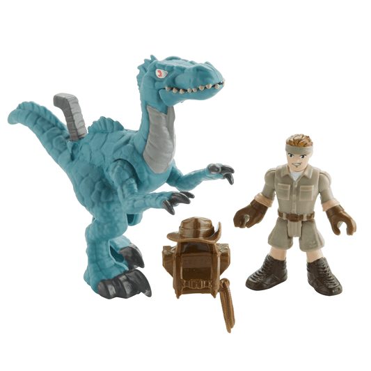 Jurassic World Figure Set - Dr. Malcolm & Dimetrodon, Park Workers & Pterodactyl, Muldoon & Raptor
