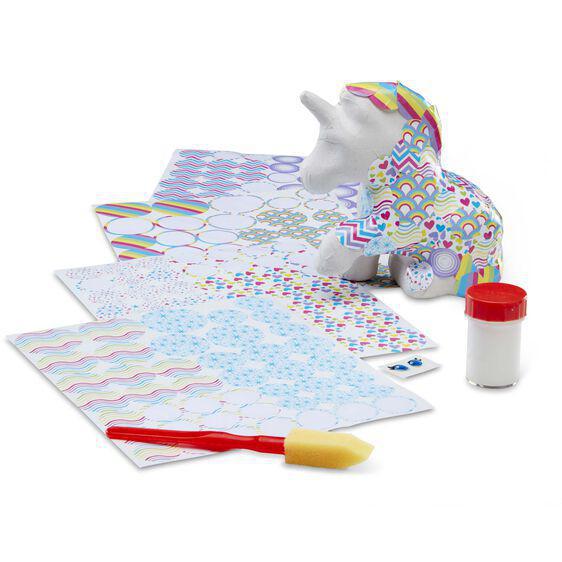 Melissa & Doug Decoupage Made Easy Unicorn Paper Mache Craft Kit with Stickers