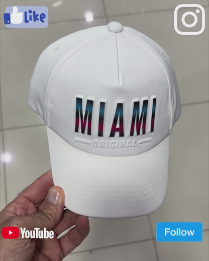 Miami Hat 3D Embroidery Adult Size Sun Protection UV 50 - One Size Fits Most, Dad or Mom Gift Baseball Cap
