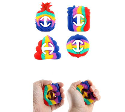 Multi Shape Rainbow Snap and Release Silicone Poppers Assortment, Random Style Pick (1 Count)