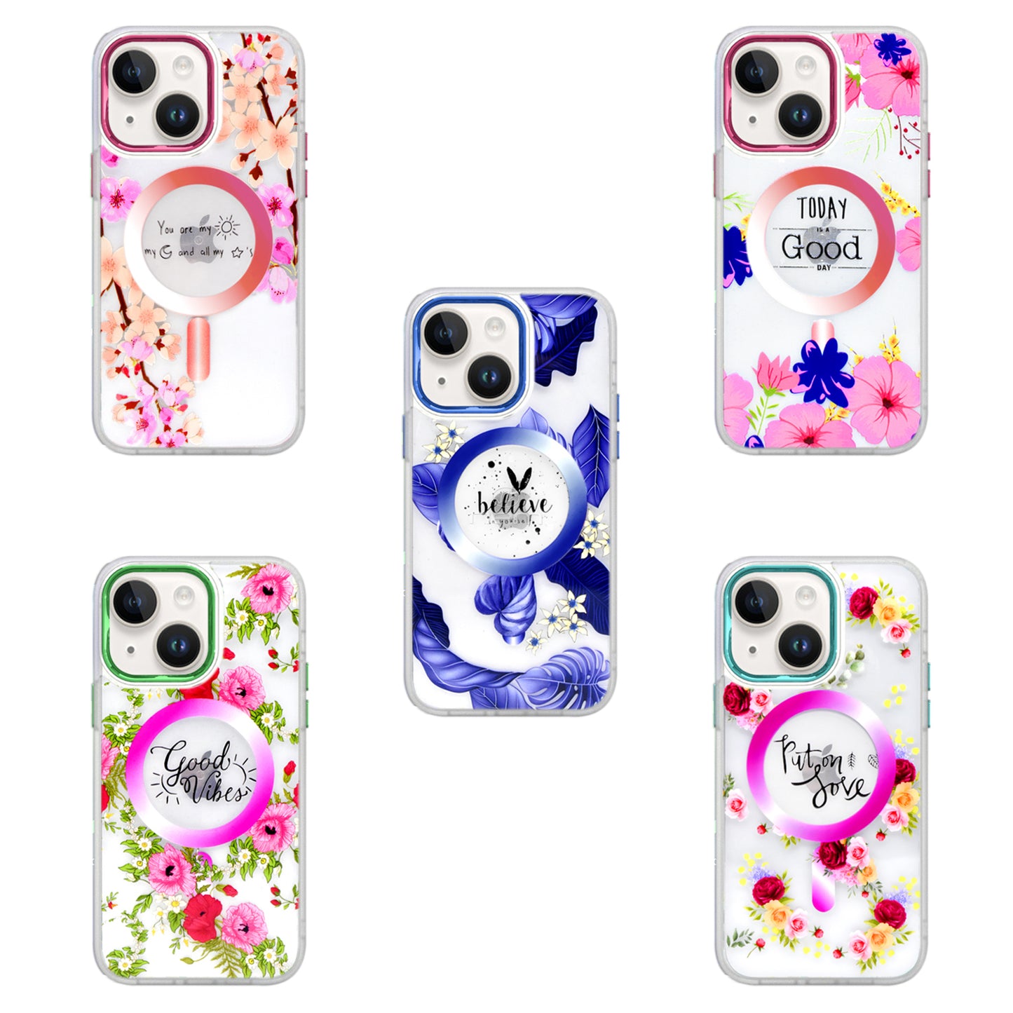iPhone 14 6.1" Magsafe Floral Clear Case - Assortment Colors