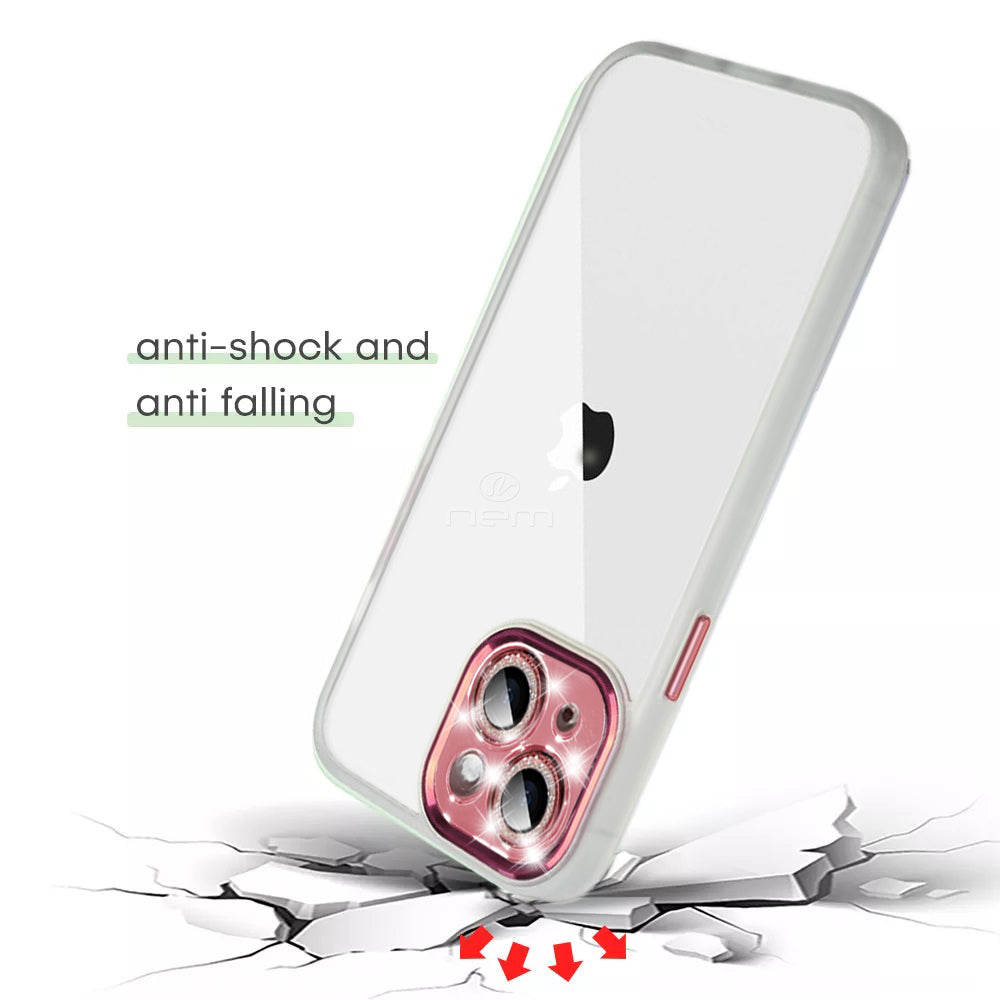 iPhone 14 Bumper Case w. Glitter Camera Protect - Assortment Colors