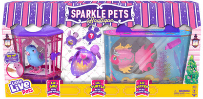 3 Pack Little Live Pets Sparkle Pets Boutique Interactive Toy [RANDOM Lil' Bird, Lil' Turtle & Lil' Dipper]