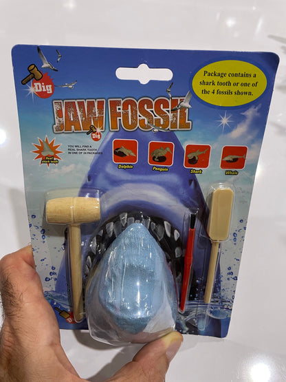 Fossil Dig Up On The Go Set Assorted: Shark Jaw Fossil, Dinosaur Fossil, Included Tool Set 1Pcs