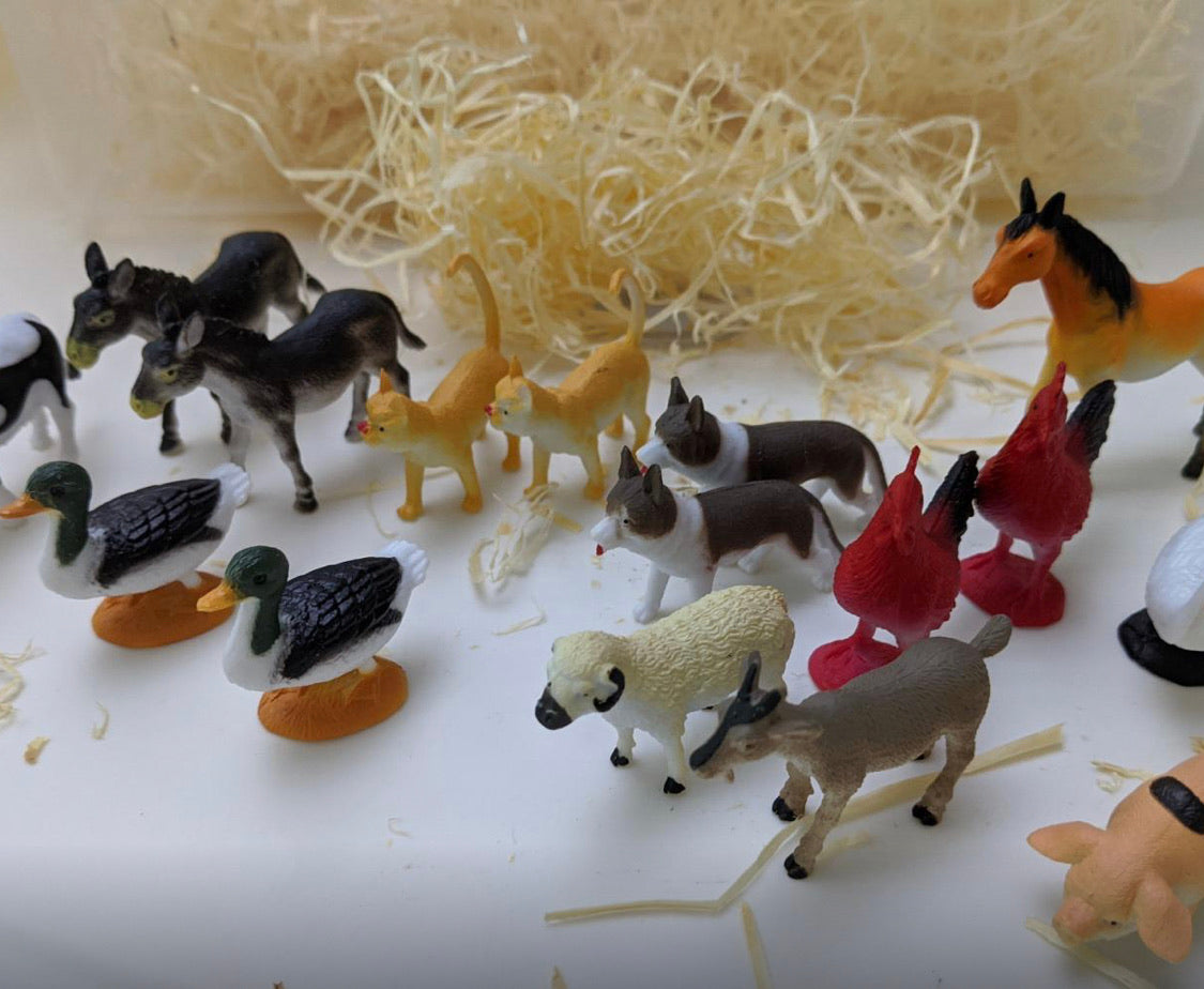 Wild Republic Farm Figurines Tube, Horse, Cow, Donkey, Duck, Sheep, Chicken, Rooster, Pig, Dog, Cat, Goat, 16 Piece playset, 1.5" to 3"