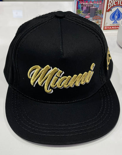 Miami Flate Cap Adult Size - Black- One Size Fits Most - Dad Best Gift Baseball Hat with Flate Shade