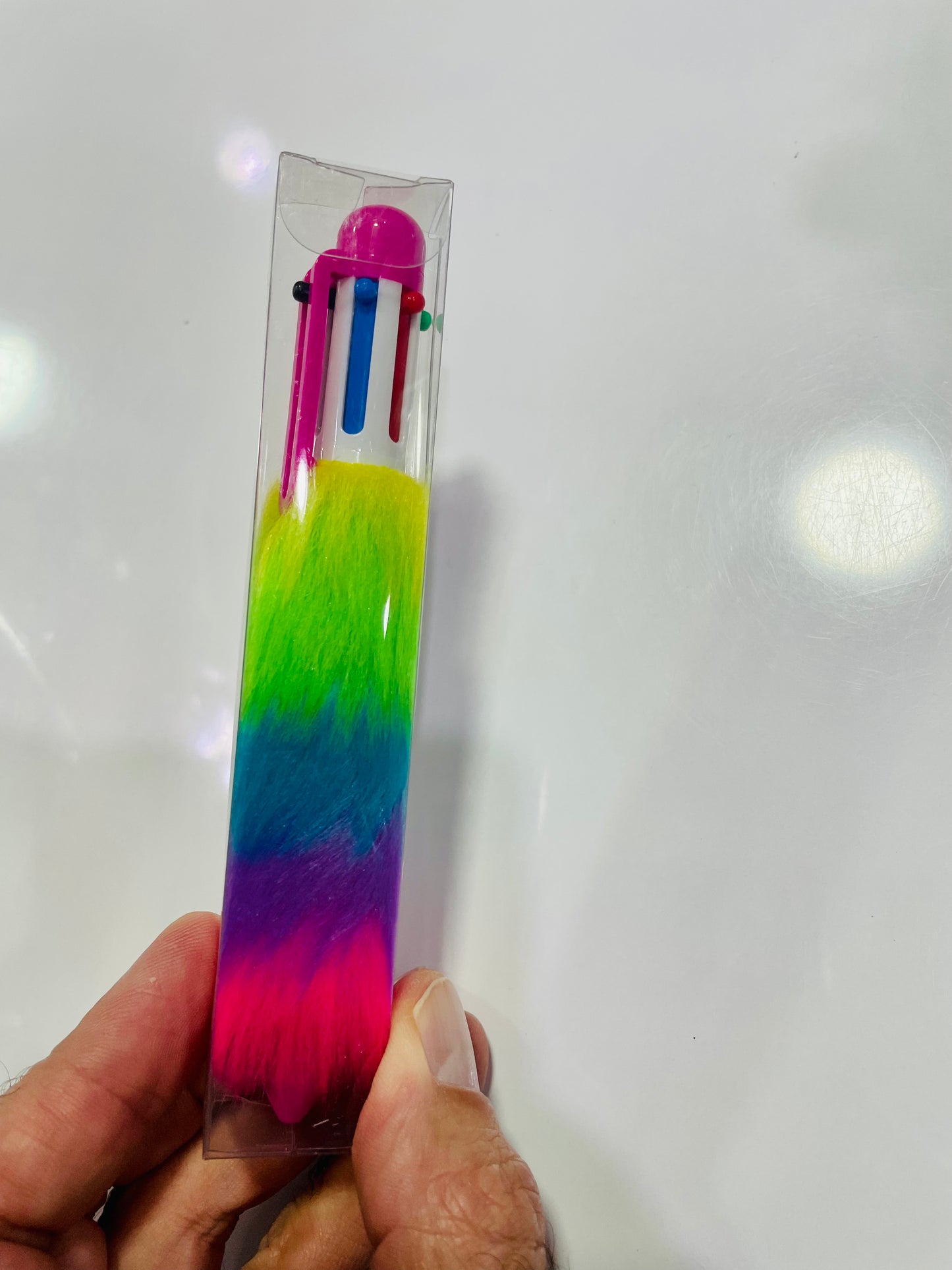 6-Color Rainbow Design Pom Pom Pen Funny Fluffy Pens Rainbow Pen - Cute Fluffy Pen