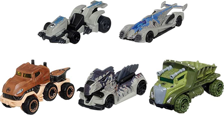 Mattel Matchbox Jurassic World Vehicles 5-Pack - 1:64 Scale Car Toy Playset (Random Style Pick)