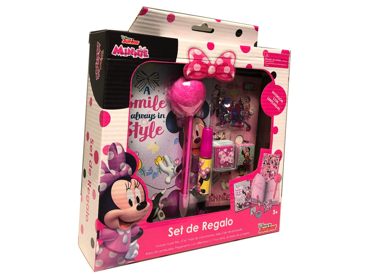 Minnie Mouse Diary Set in Box - Comes with diary, pen, stamper, stickers, and more (in Spanish cover)