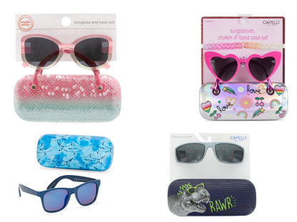 Sunglass and Case Set Round Full Frame Sunglasses Boys/Girls - Random Style Pick