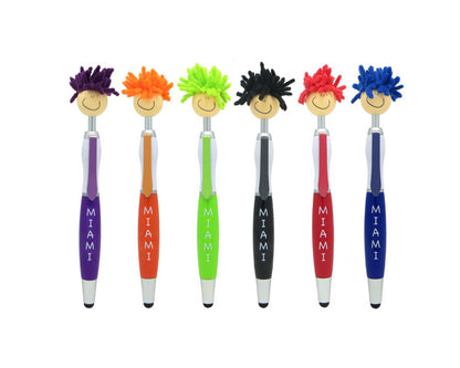 Miami or Florida Ball Point Colors Mop Top Pen - Stylus Pen Duster for Kids and Adults, 1 Count