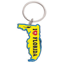 I Love Florida Metal Keychain- Travel Souvenir Gift, Multicolor (1Pcs)